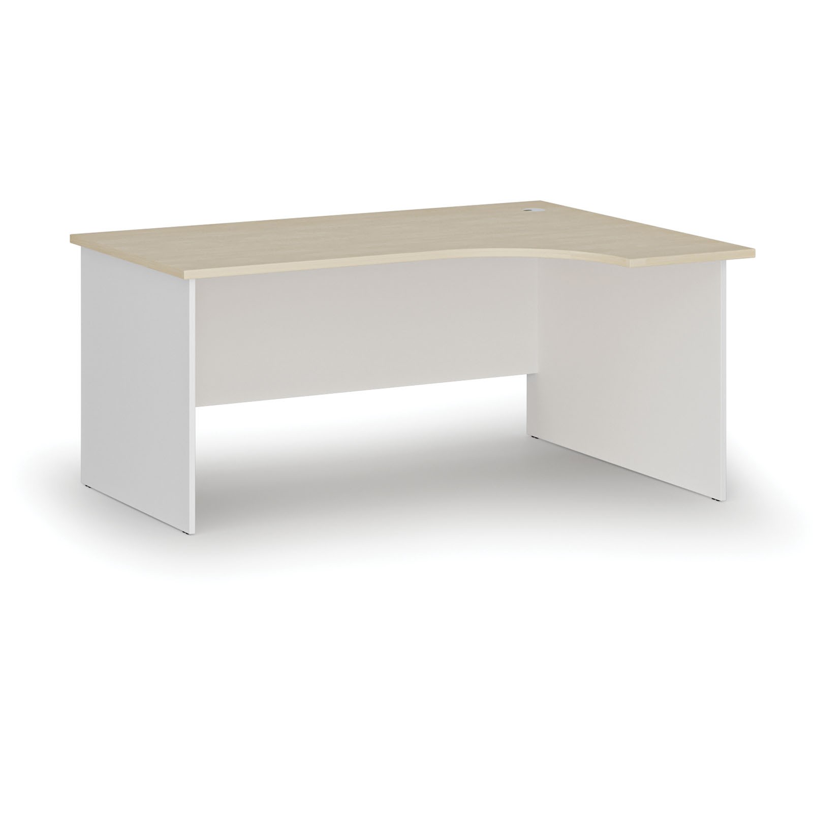 Biurko narożne PRIMO WHITE, 1600 x 1200 mm, prawe, biały/brzoza