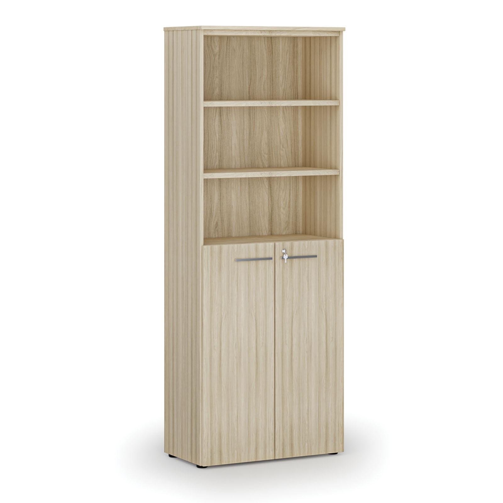 Szafa biurowa kombinowana PRIMA WOOD, 3-poziomowa, 2128 x 800 x 420 mm, dąb naturalny