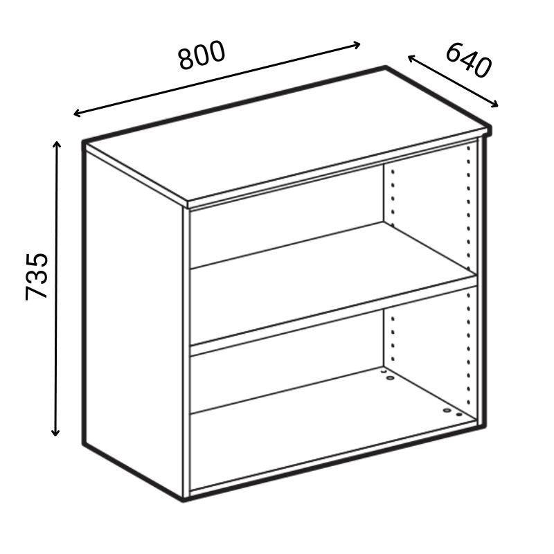 Szafa biurowa z drzwiami PRIMO WOOD, 735 x 800 x 640 mm, wiśnia