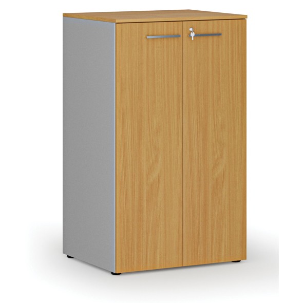 Szafa biurowa z drzwiami PRIMO GRAY, 3 półki, 1335 x 800 x 640 mm, szary/buk