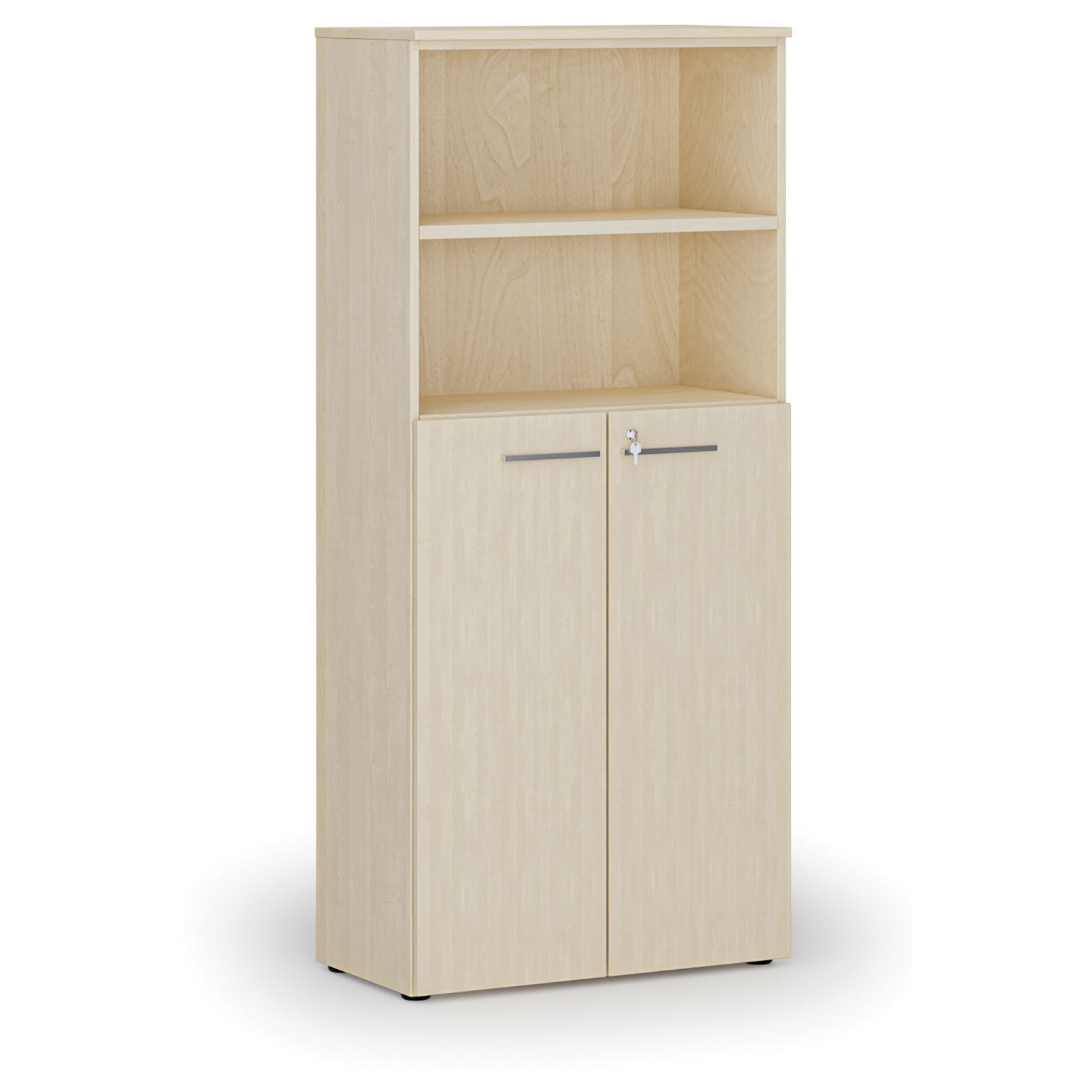 Szafa biurowa kombinowana PRIMO WOOD, drzwi na 3 poziomach, 1781 x 800 x 420 mm, brzoza