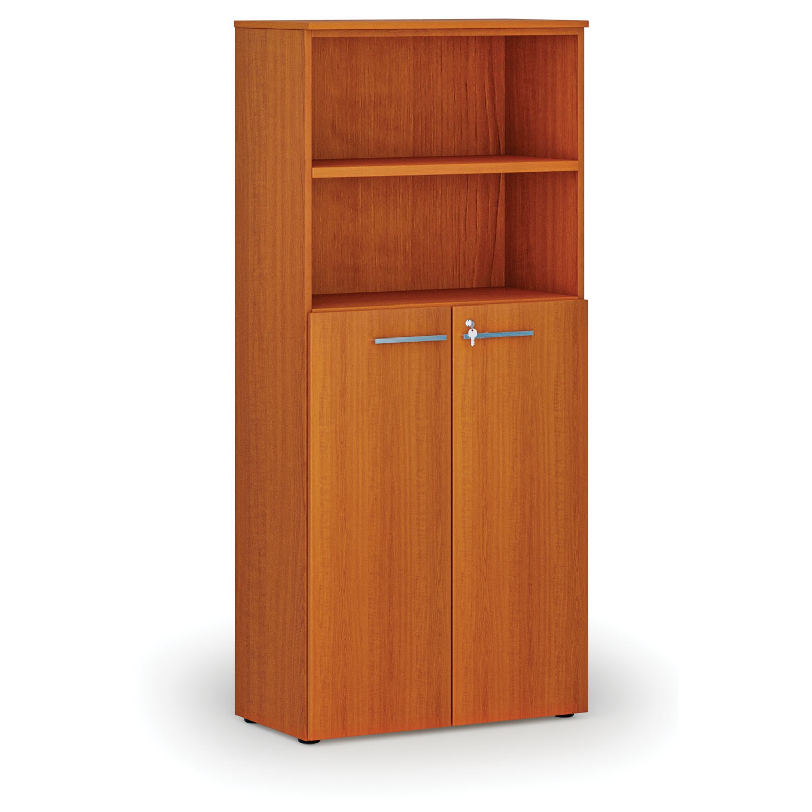 Szafa biurowa kombinowana PRIMO WOOD, drzwi na 3 poziomach, 1781 x 800 x 420 mm, wiśnia