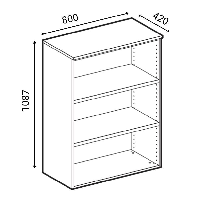 Szafa biurowa z drzwiami przesuwnymi PRIMO GRAY, 1087 x 800 x 420 mm, szary/orzech