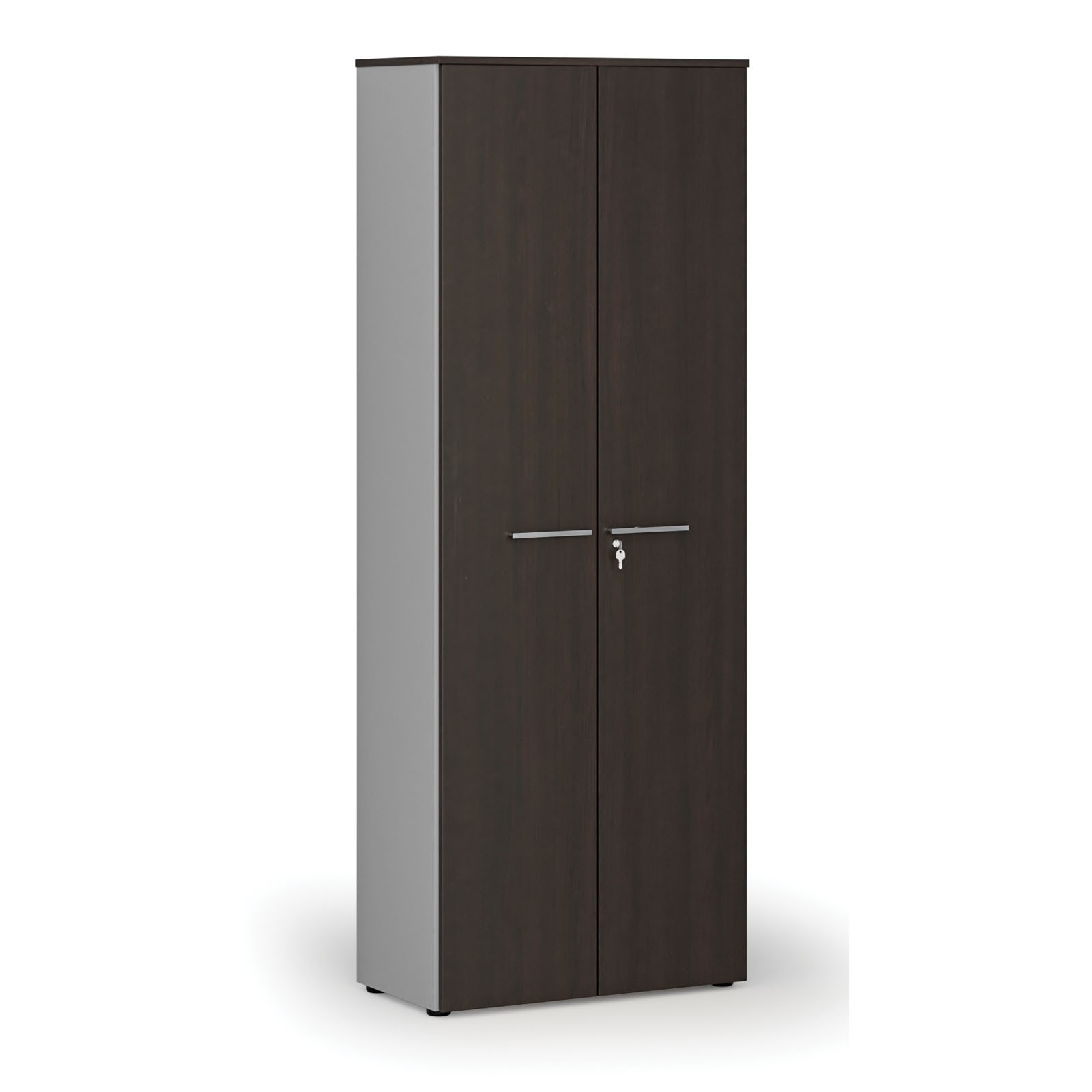 Szafa biurowa z drzwiami PRIMO GRAY, 2128 x 800 x 420 mm, szary/wenge