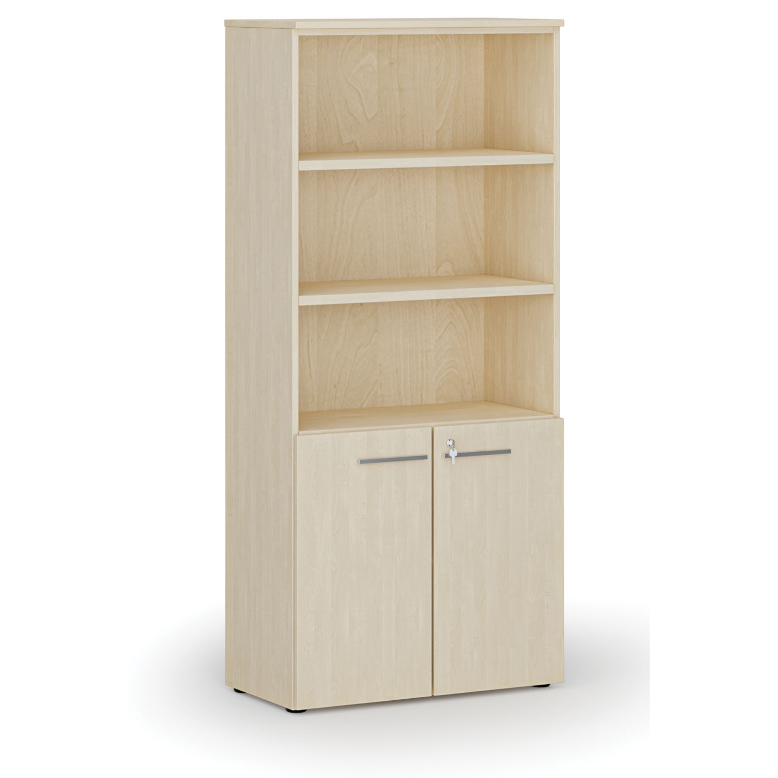 Szafa biurowa kombinowana PRIMO WOOD, drzwi na 2 poziomach, 1781 x 800 x 420 mm, brzoza