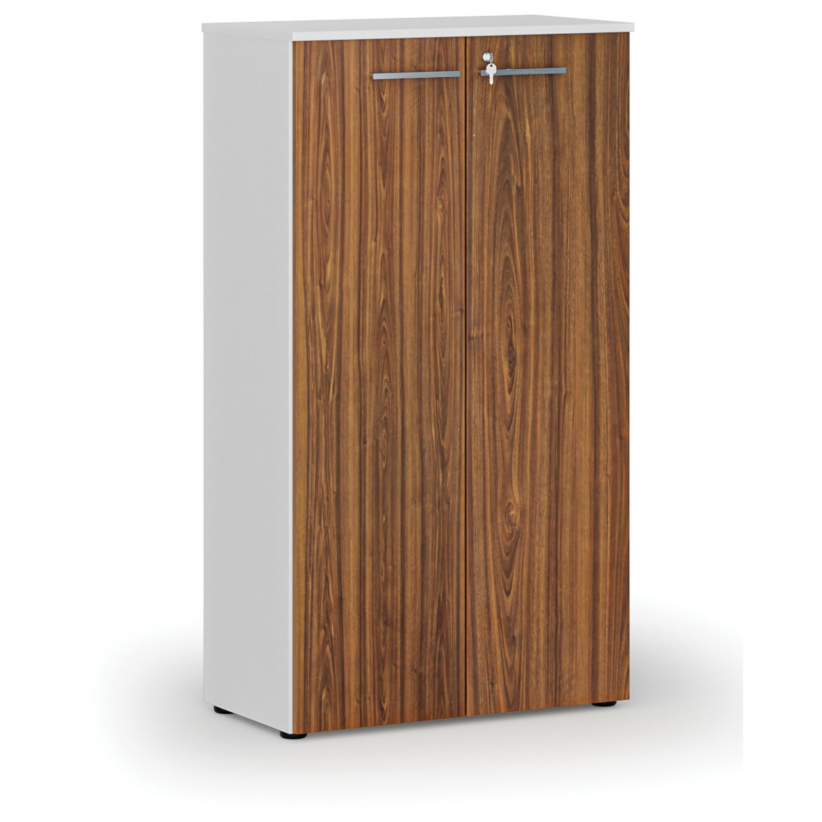 Szafa biurowa z drzwiami PRIMO WHITE, 1434 x 800 x 420 mm, biały/orzech