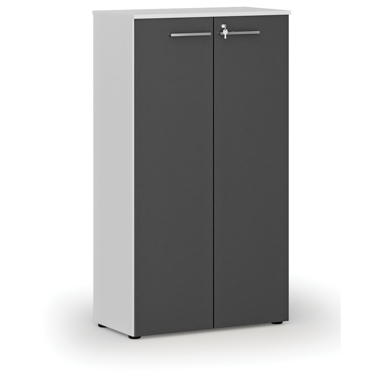 Szafa biurowa z drzwiami PRIMO WHITE, 1434 x 800 x 420 mm, biały/grafit