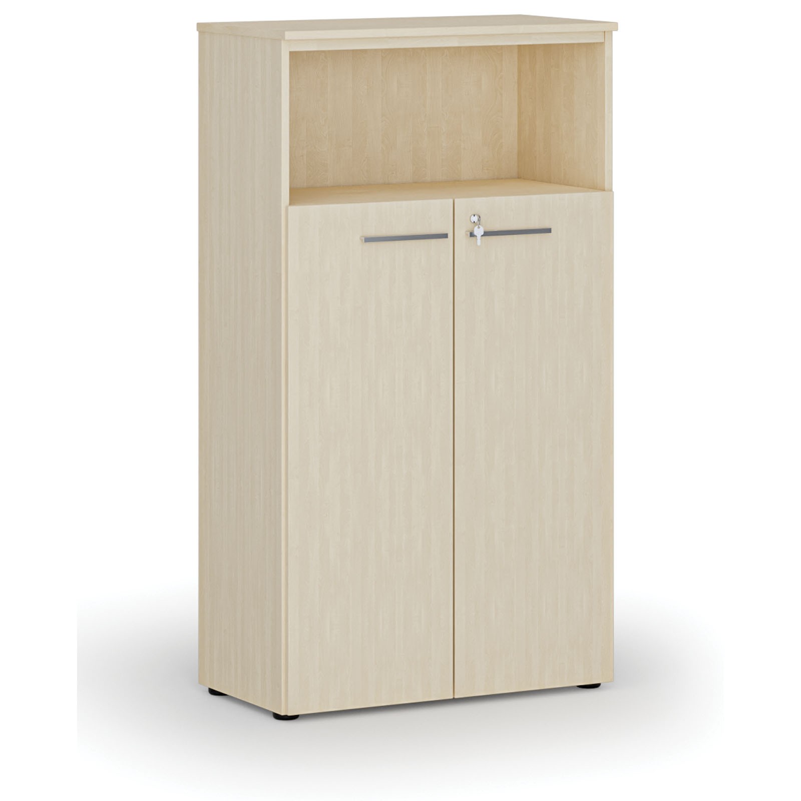 Szafa biurowa kombinowana PRIMO WOOD, drzwi na 3 poziomach, 1434 x 800 x 420 mm, brzoza