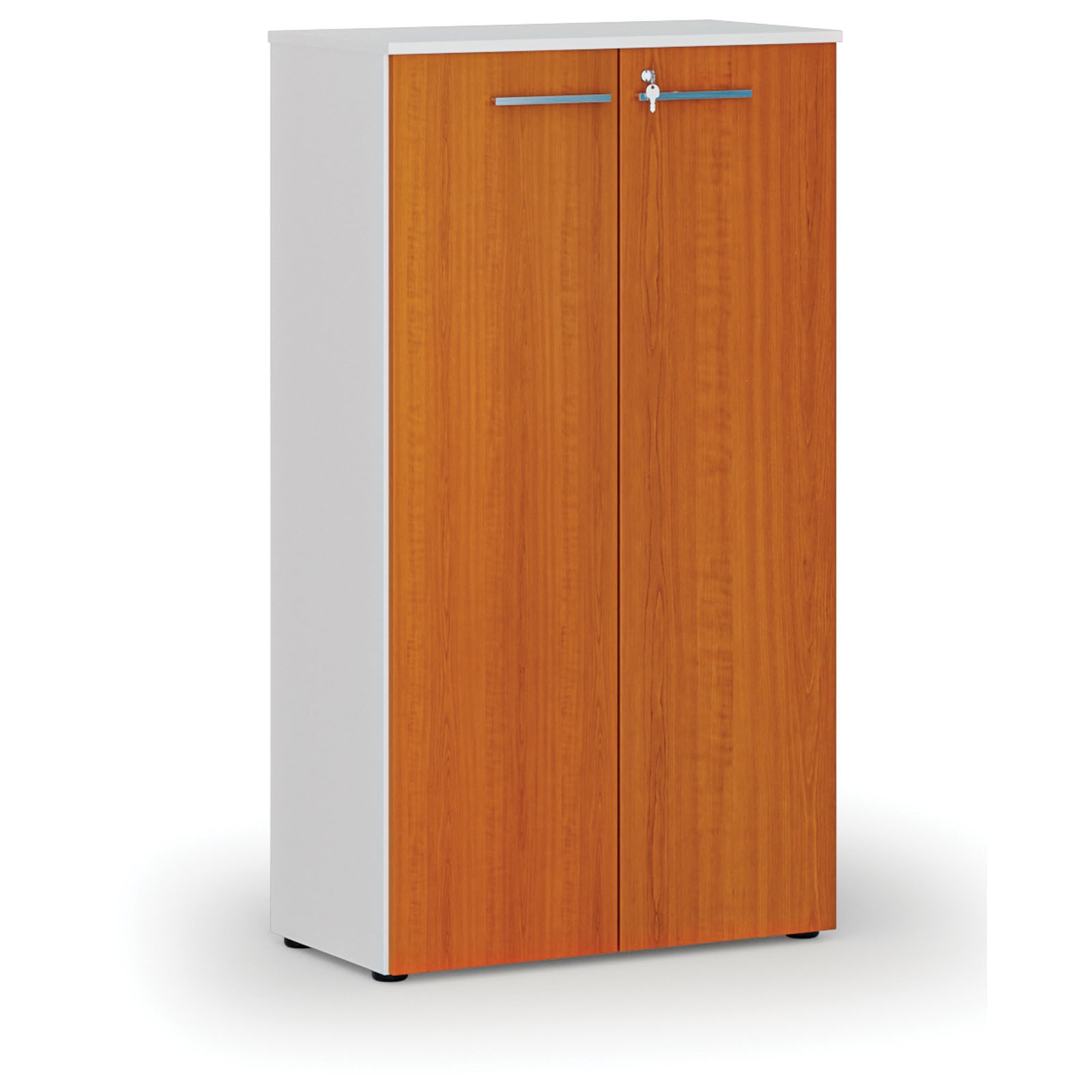 Szafa biurowa z drzwiami PRIMO WHITE, 1434 x 800 x 420 mm, biały/wiśnia