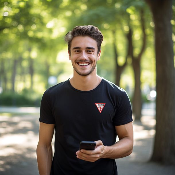 Koszulka Męska Guess LOGO CZARNY T-SHIRT PREZENT ŚWIĄTECZNY MIKOŁAJKI XL