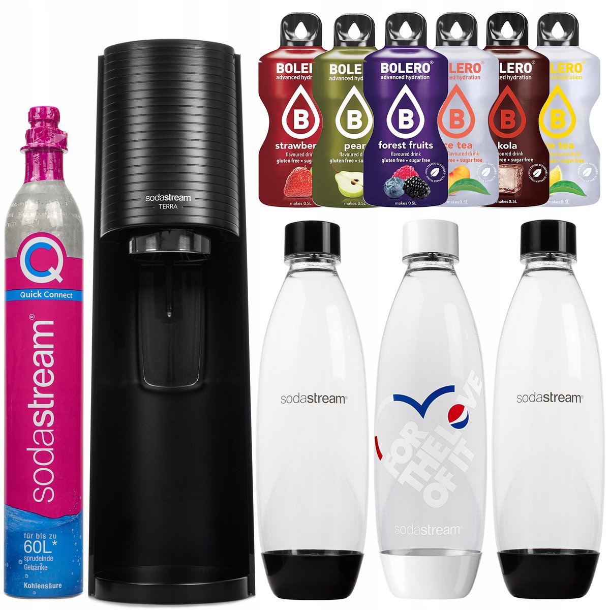 Saturator SodaStream Terra Black 3 butelki, saszetki Bolero