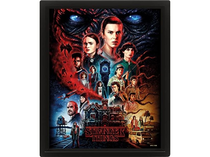 Piramida International Stranger Things oprawiony plakat 3D (Vecna Design) 25 cm x 20 cm x 1,3 cm oprawione obrazy ścienne i obrazy ścienne 3D w ramk..