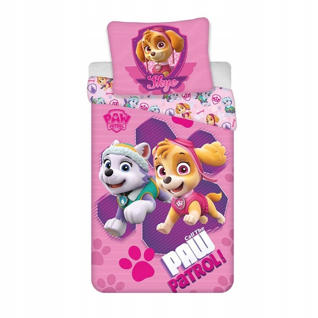 PAW PATROL PSI RÓŻOWY KOMPLET POŚCIELI DLA DZIEWCZYNKI POLYCOTTON 140X200