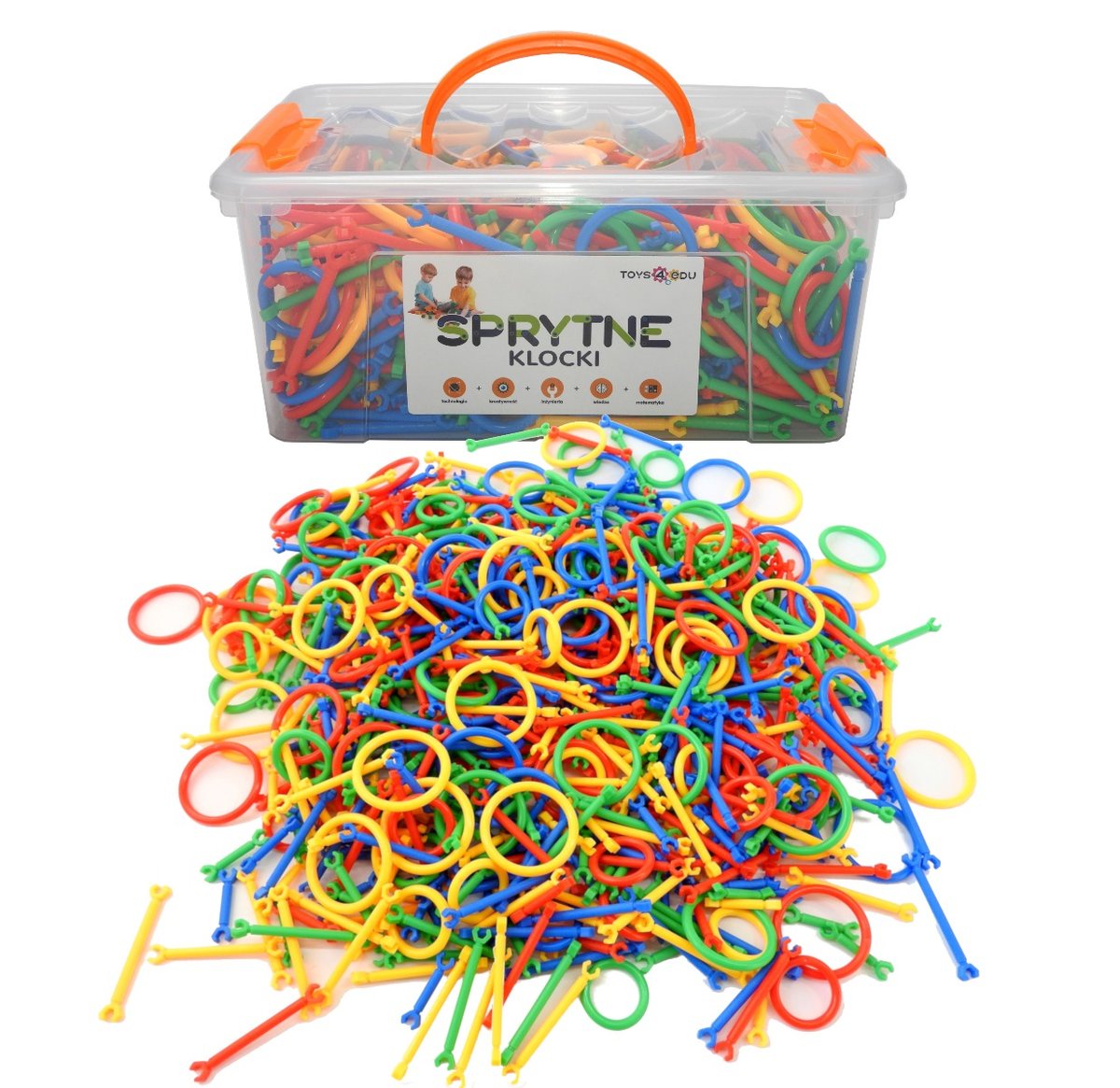 Sprytne Klocki. Klocki Konstrukcyjne Patyczki 672 Elementy Toys4Edu