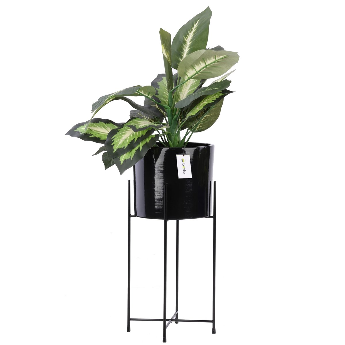 Doniczka Stojak H 44 cm Czarny Ceramika