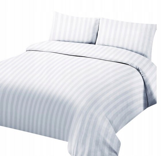 Poszwa Hotelowa Adamaszek Biała Mieszanka 140X200 Pasek 1Cm