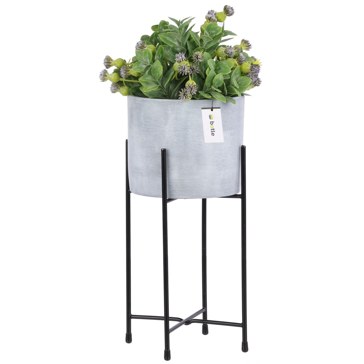 Doniczka Stojak H 33 cm Szary beton Ceramika