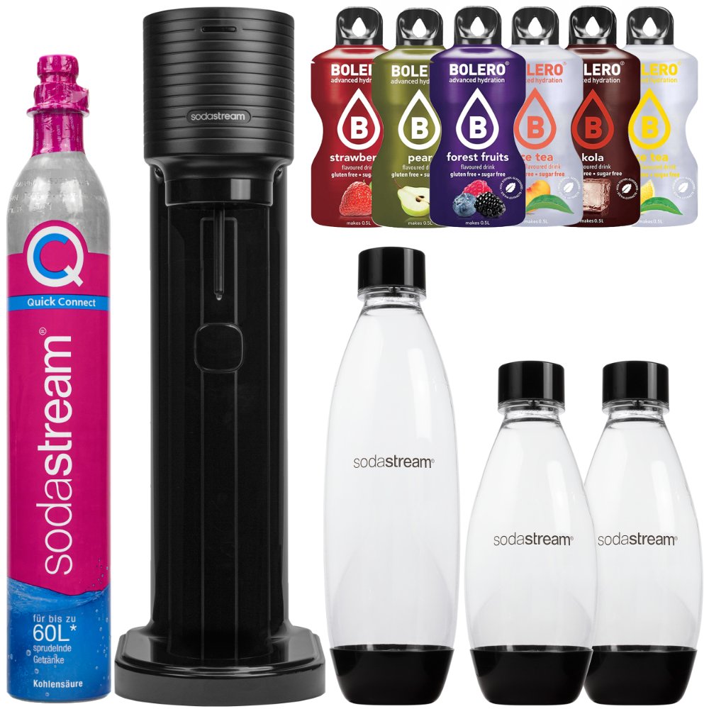 Saturator SodaStream Gaia Titan jedna butelka + 2x Butelki SodaStream FUSE 0,5 L czarne + bolero