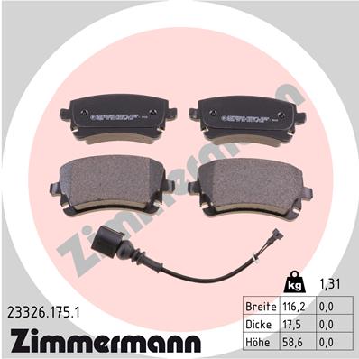 ZIMMERMANN Klocki hamulcowe ZIMMERMANN 23326.175.1 23326177 23326.175.1
