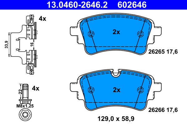 Klocki hamulcowe ATE 13.0460-2646 80A698451F AUDI A6 19- tył