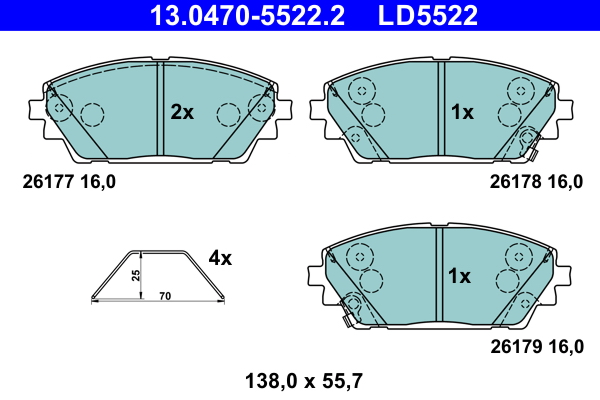 Klocki hamulcowe ATE 13.0470-5522 BCYB3328ZA MAZDA 3 (BP) 18- przód