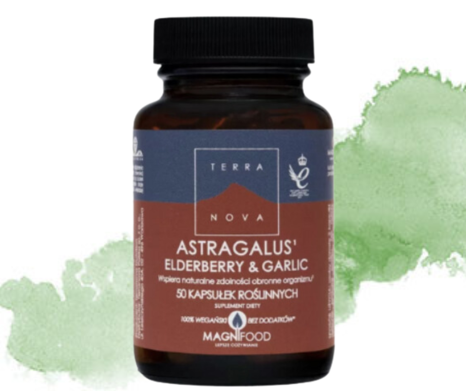 ASTRAGALUS, ELDERBERRY & GARLIC (traganek, czarny bez, czosnek) 100 kapsułek TERRANOVA