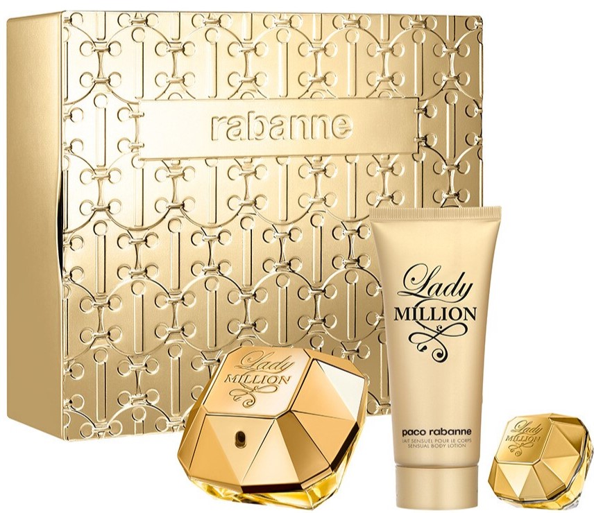 Zestaw Paco Rabanne Lady Million Woda perfumowana 80 ml + Balsam do ciała 100 ml + Woda perfumowana 5 ml (3349668624621)