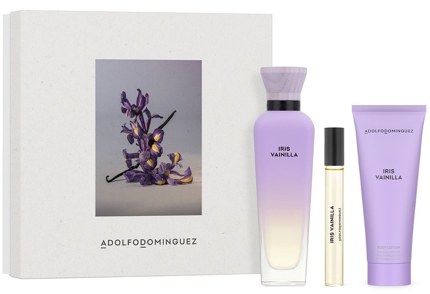 Zestaw Adolfo Dominguez Iris Vainilla Woda perfumowana 120 ml + woda parfumawana 10 ml + balsam do ciała 75 ml (8410190634930)