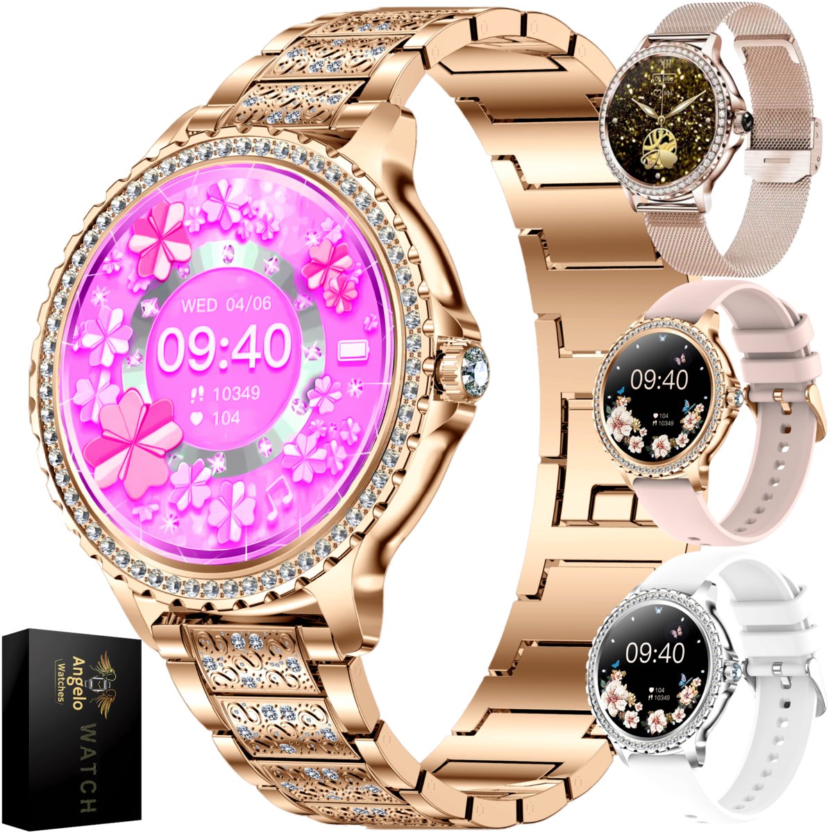 ZESTAW Smartwatch Zegarek Damski Rozmowy Połączenia Puls Ciśnienie Kroki Menu Pl