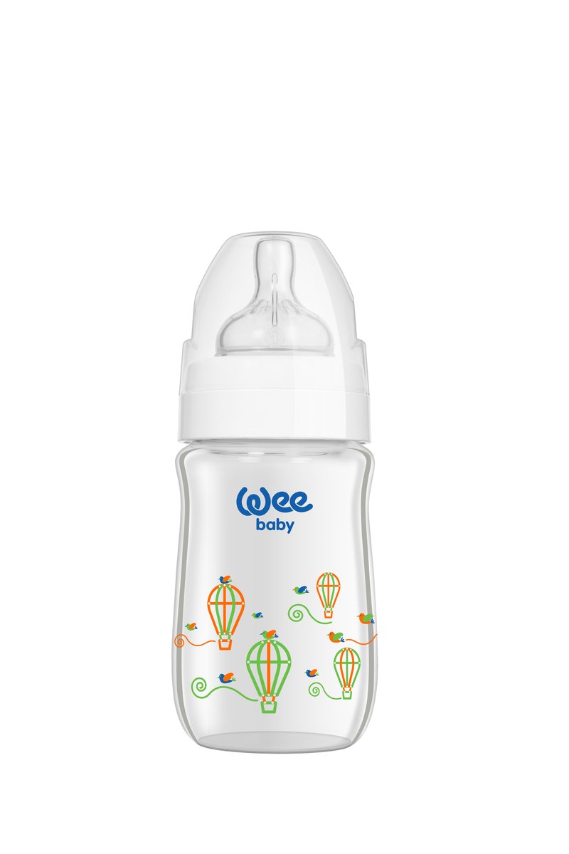 WEE BABY BUTELKA ŻAROODPORNA Z SZEROKĄ SZYJKĄ 180ML 0M+ BIAŁA