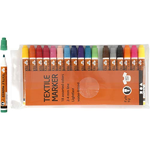 Długopisy materiałowe, linia 2-4 mm, kolory asstd, 18asstd
