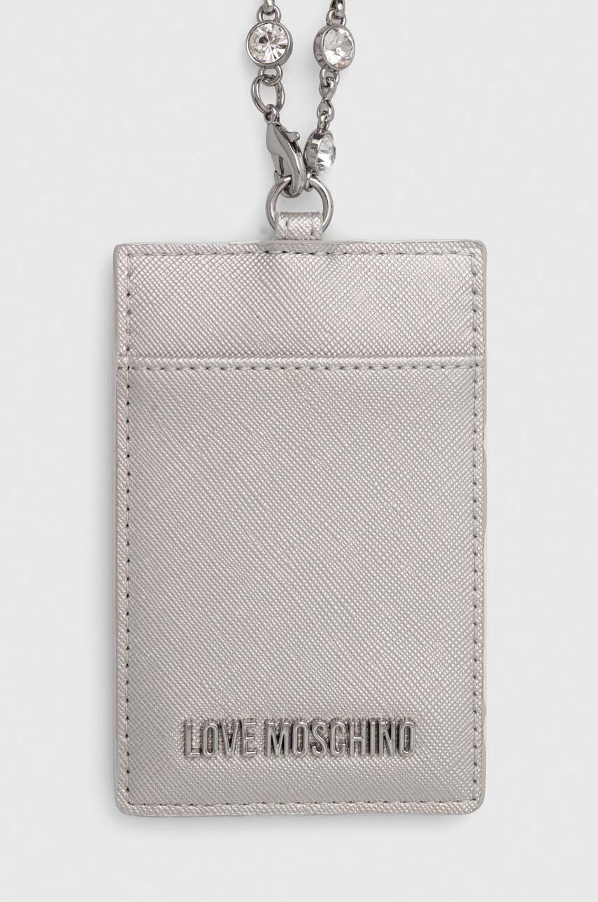 Love Moschino etui na karty kolor srebrny