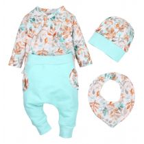 Nini Komplet niemowlęcy: body, spodnie, czapka, apaszka 0-3 miesiące, rozmiar 56