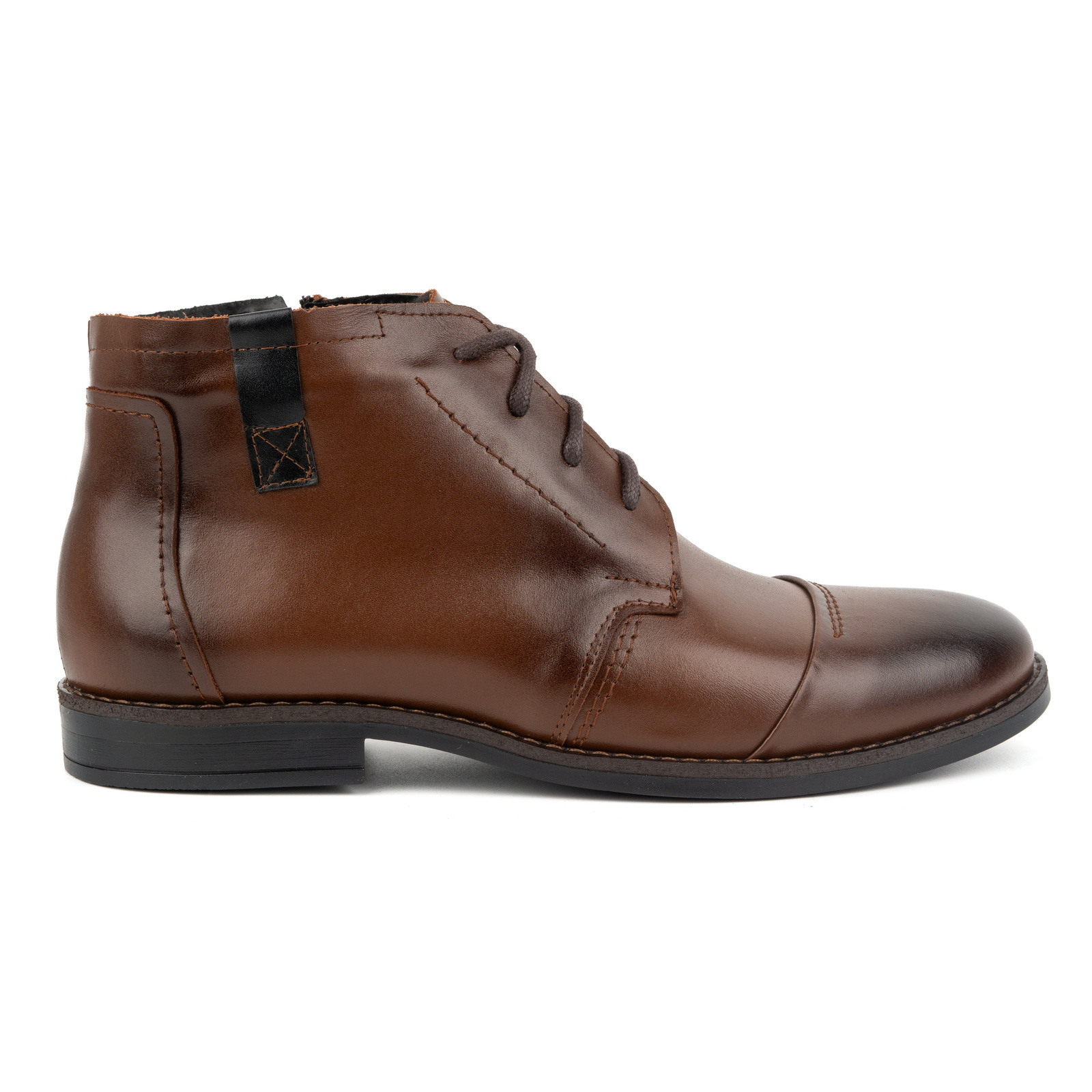 Buty męskie zimowe eleganckie trzewiki 282LU brązowe - Buty Olivier