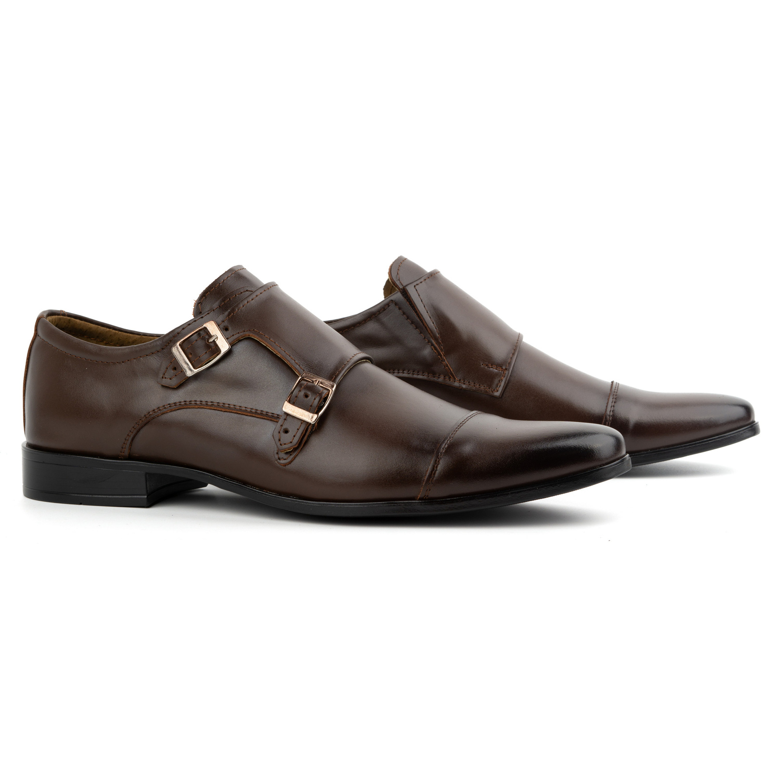 Skórzane buty wizytowe Monki 306LU ciemny brąz - Buty Olivier