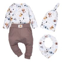 Nini Komplet niemowlęcy: body, spodnie, czapka, apaszka 0-3 miesiące, rozmiar 56