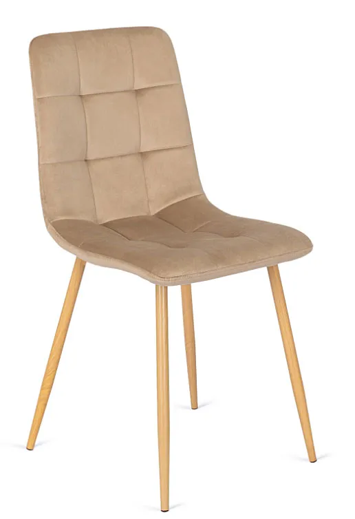 Beżowe nowoczesne krzesło tapicerowane welurowe - Maveso