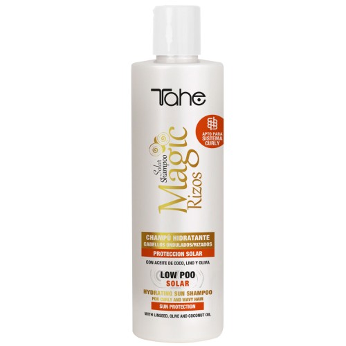 Tahe Magic Rizos, szampon do pielęgnacji włosów kręconych z ochroną przeciwsłoneczną, 300ml