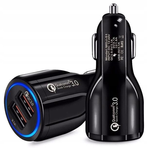 Szybka Ładowarka Samochodowa 2xusb 12/24v