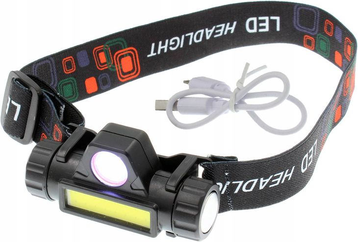 Latarka Czołowa 2 źródła LED T6 CREE i COB