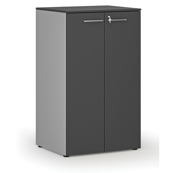 Szafa biurowa z drzwiami PRIMO GRAY, 3 półki, 1335 x 800 x 640 mm, szary/grafit