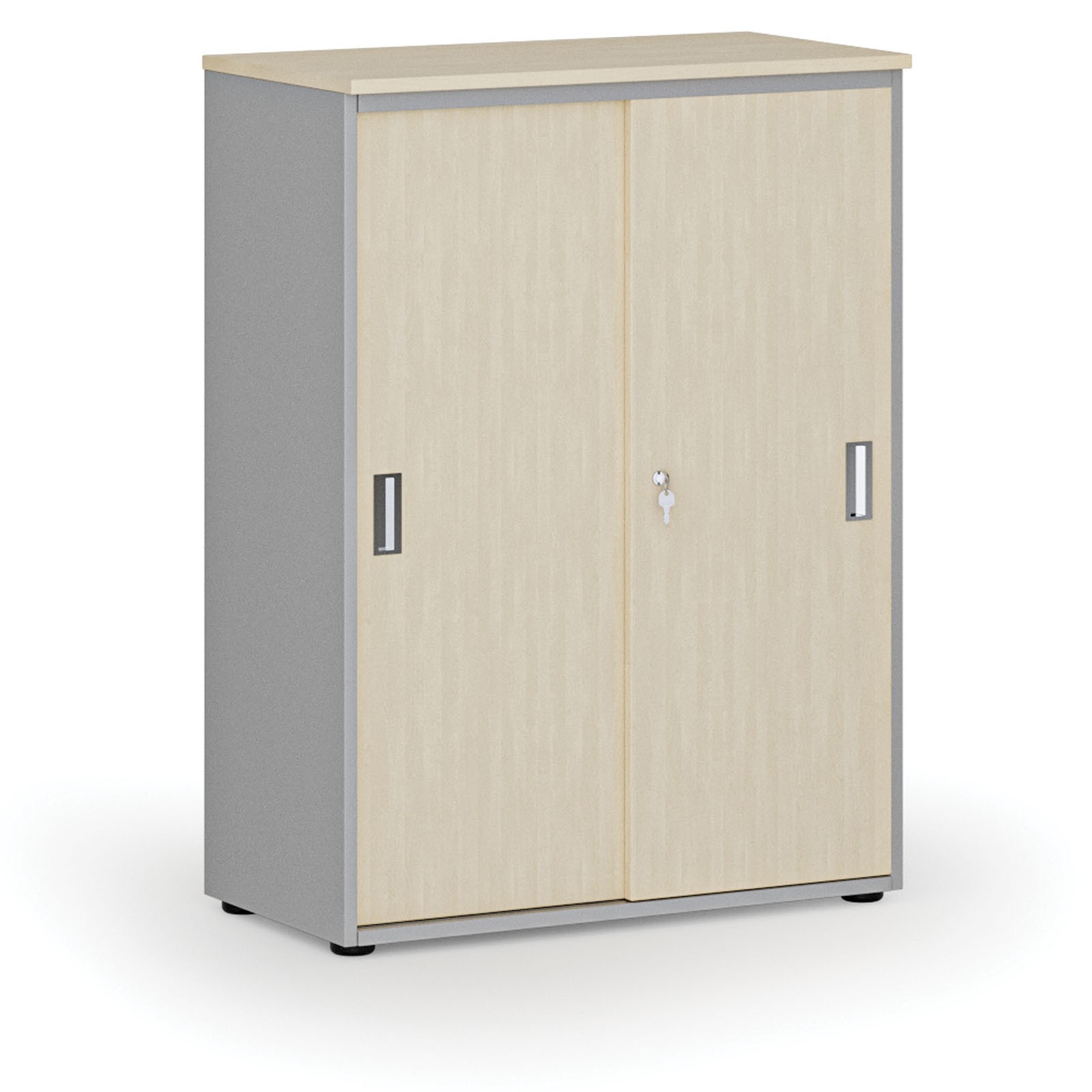Szafa biurowa z drzwiami przesuwnymi PRIMO GRAY, 1087 x 800 x 420 mm, szary/grafit