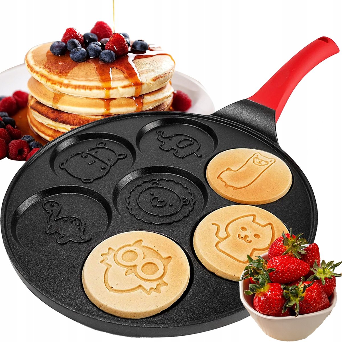 INDUKCJA Patelnia do NALEŚNIKÓW placków PANCAKES jajek ŚMIESZNE ZWIERZĄTKA MR-KEJK6