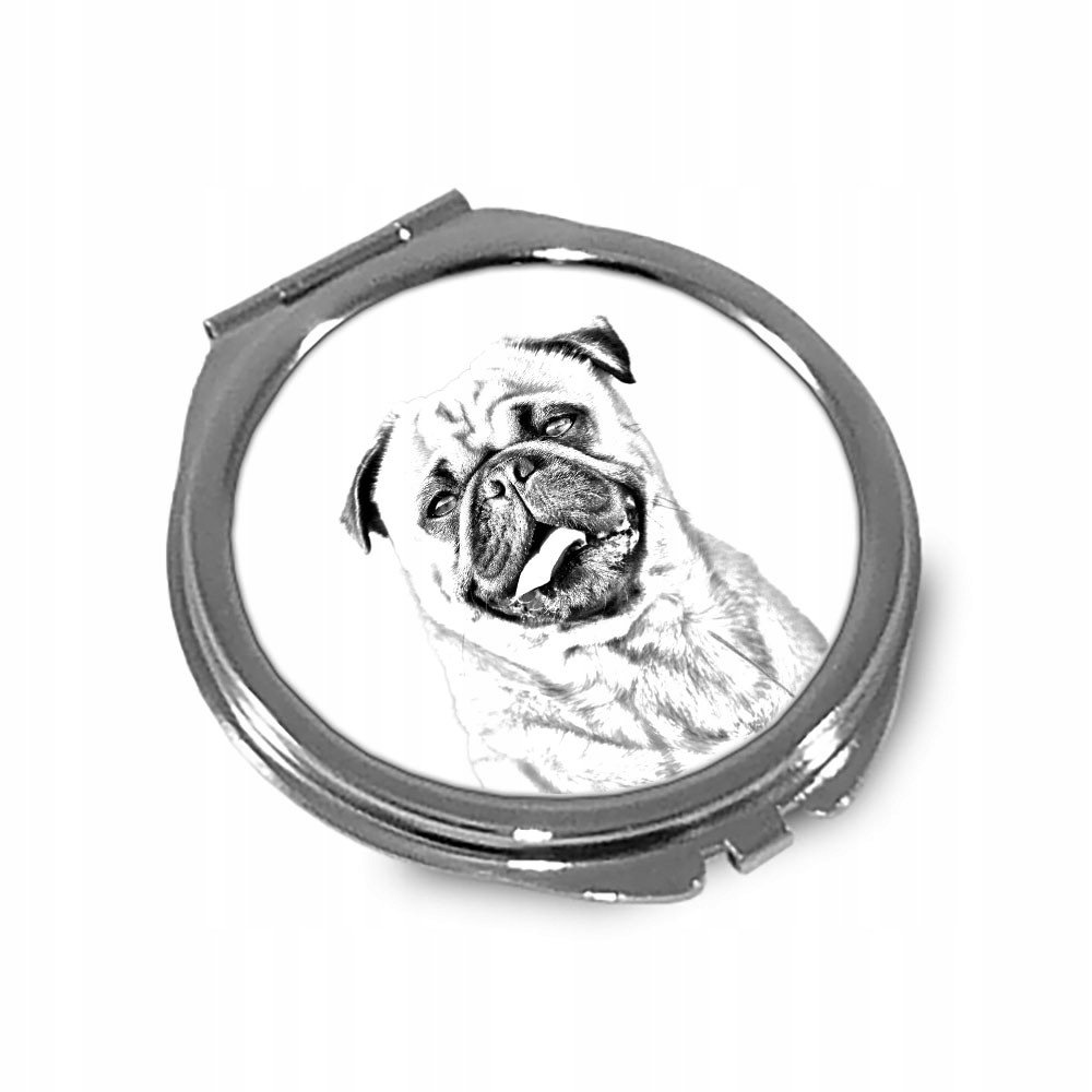 Mops Pug Lusterko kieszonkowe składane do torebki