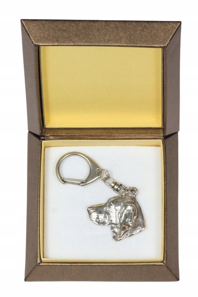 Wyżeł Weimarski Posrebrzany brelok w pudełku