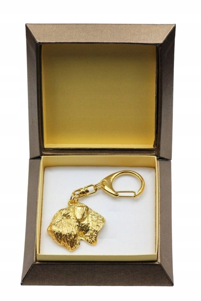 Terier Pszeniczny Pozłacany brelok w pudełku