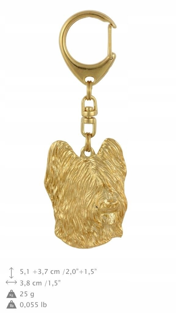 Owczarek Francuski Briard Pozłacany brelok