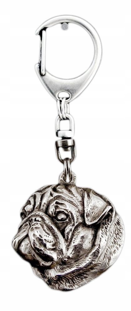 Mops Pug Brelok do kluczy Breloczek posrebrzany