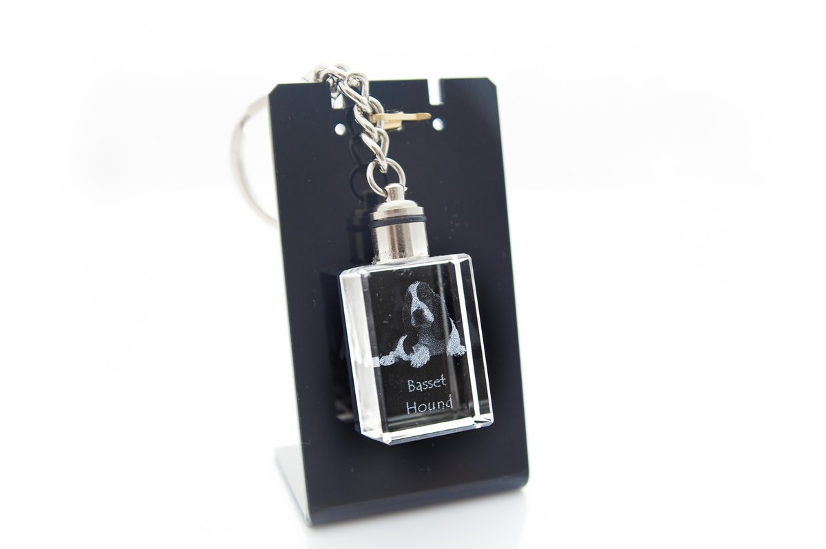 Basset Hound Kryształowy brelok z psem grawer