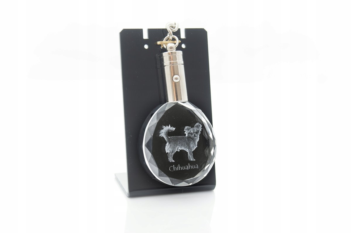 Chihuahua Kryształowy brelok z psem grawer